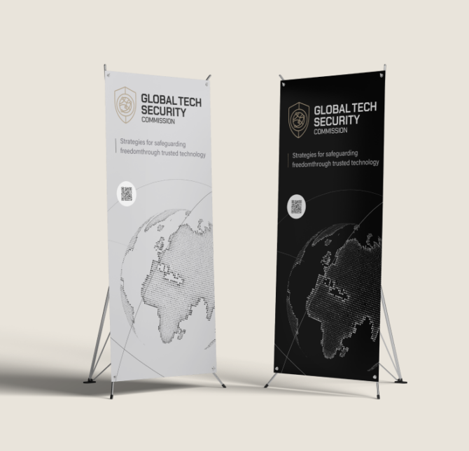 Two Atlantic Council roll up banners for marketing events