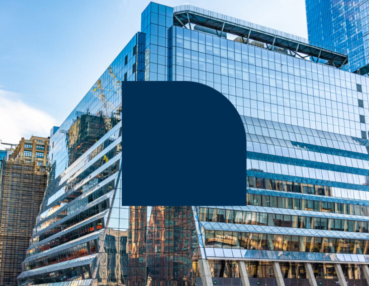 Glass facade of Manhattan West building in New York City