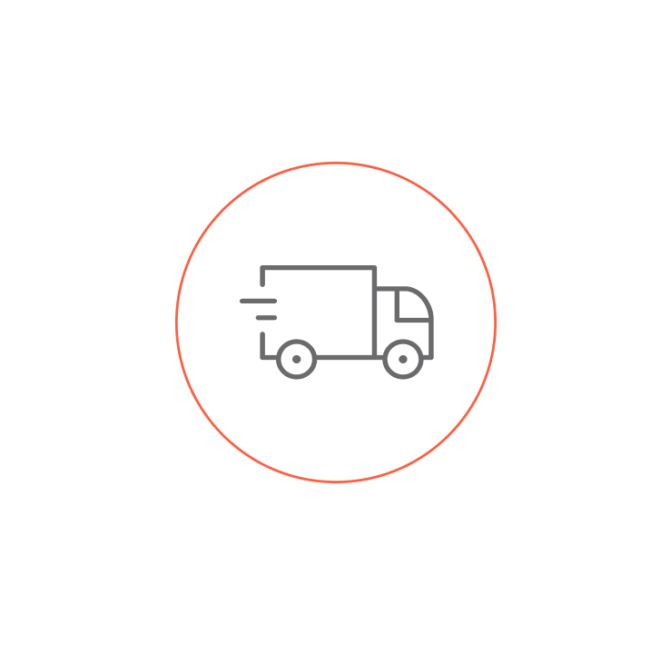 Icon of a delivery truck going fast