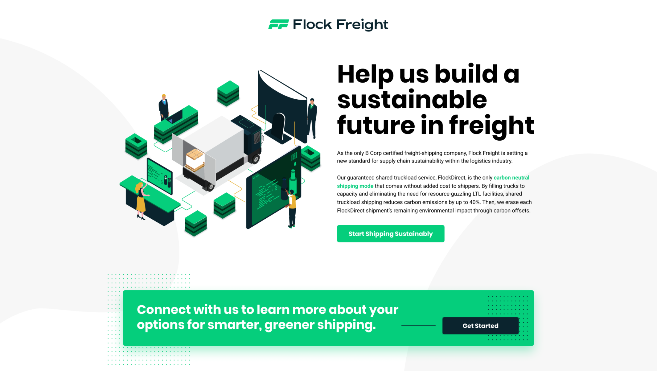 B2B website design for logistics SaaS company Flock Freight