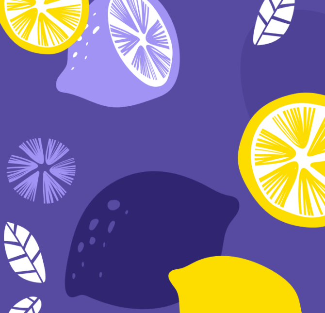 Illustration of yellow and purple lemons
