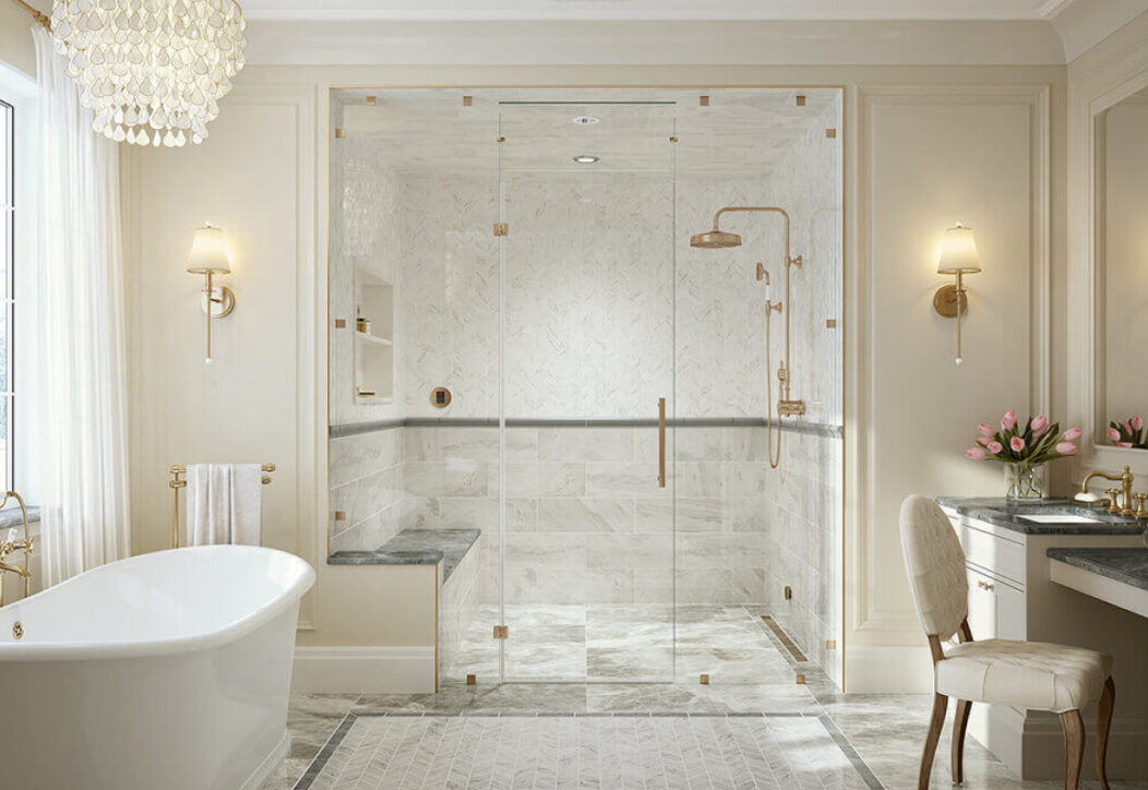 Luxurious white marble bathroom