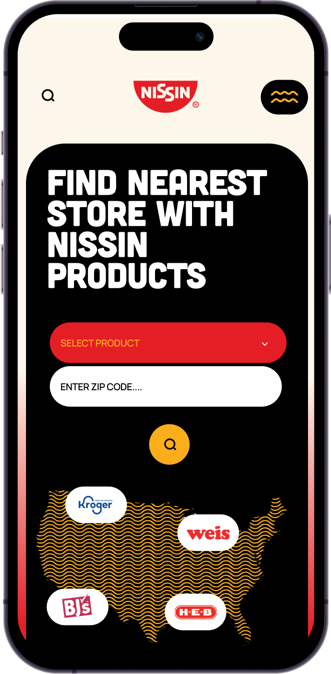 Web design of Nissin Foods' store locator