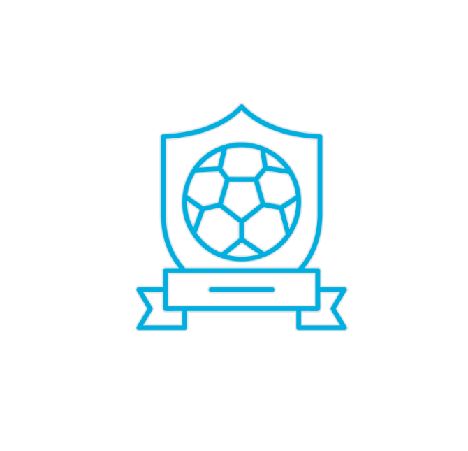 Icon of a soccer ball inside a shield design