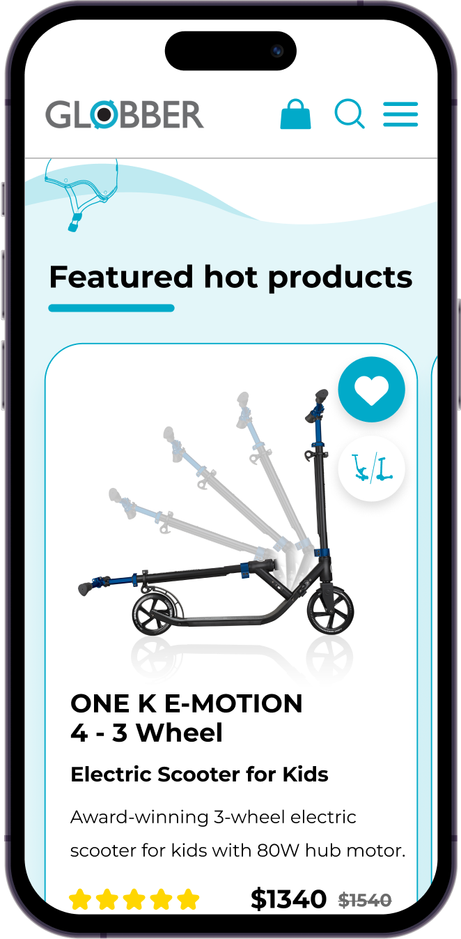 Product page for a scooter in a woocommerce store