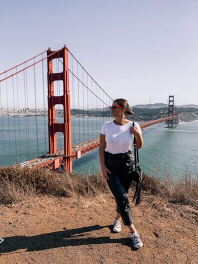 WFN account manager Anna with the Golden Gate Bridge in the background