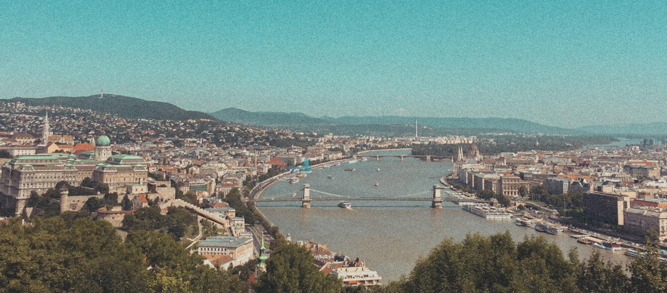 Panoramic view of Budapest, photographed from Citadella