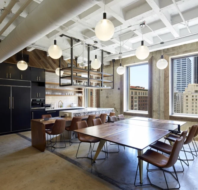 Dining area in the CalEdison building in Los Angeles