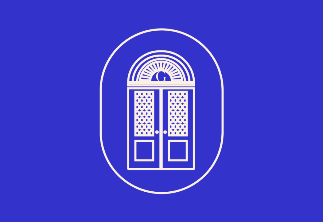 Gramercy Center logo featuring an elegant door icon symbolizing precision and excellence in interventional medicine. Designed by Wanted for Nothing.