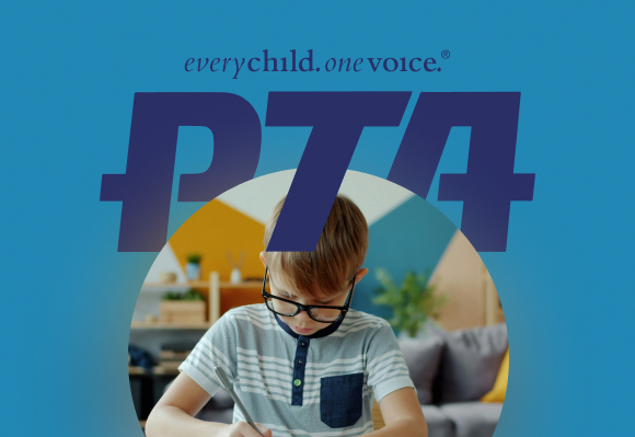 California State PTA branding featuring a child studying.