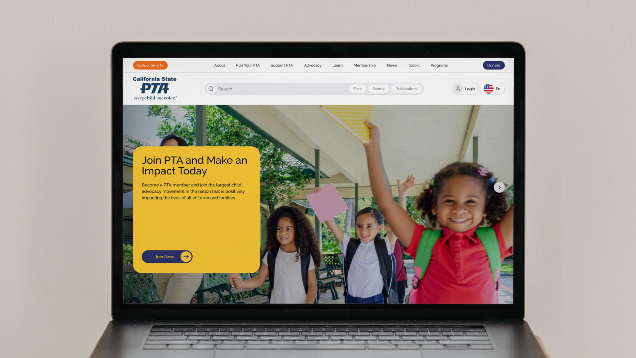 California State PTA website displayed on a laptop, featuring its homepage.